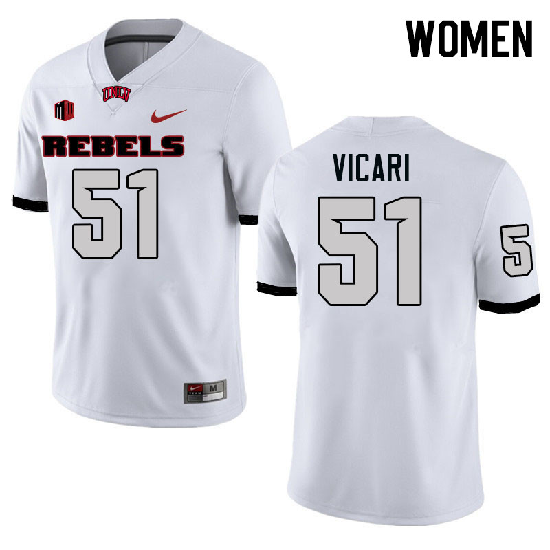 Women #51 Mason Vicari UNLV Rebels College Football Jerseys Stitched-White